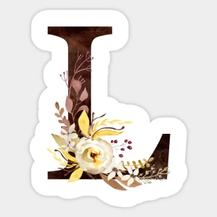 Floral Monogram L Lovely Autumn Foliage Sticker